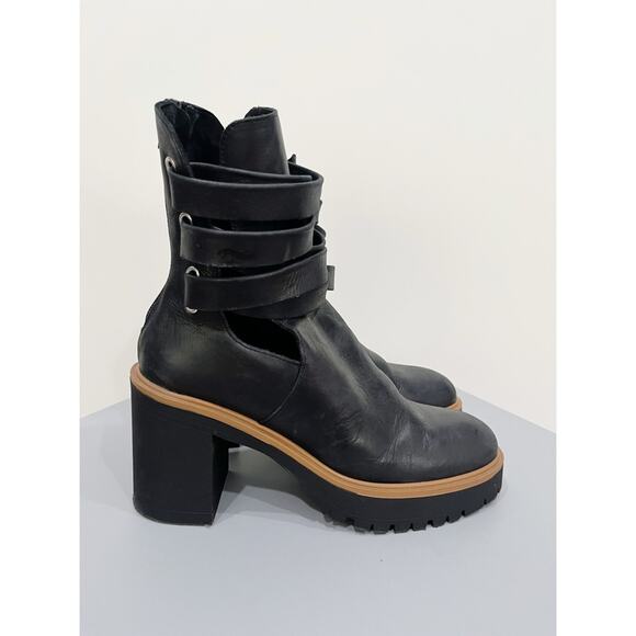 Free People Jesse Cutout Black Leather Boot - Picture 6 of 9